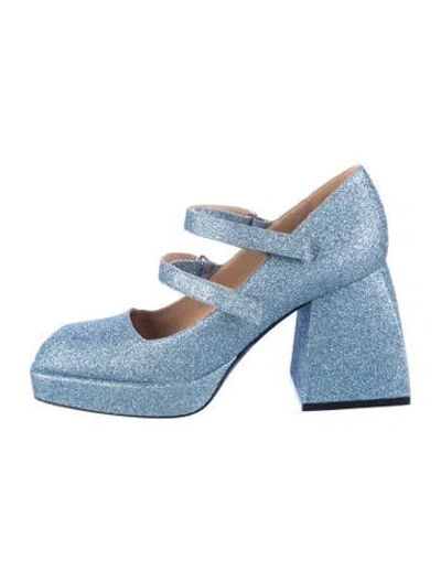 Pre-owned Nodaleto Glitter Glitter Accents Pumps In Blue/metallic