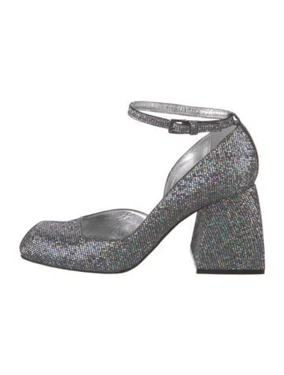 Pre-owned Nodaleto Glitter Patterned D'orsay Pumps In Silver