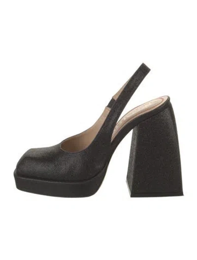 Pre-owned Nodaleto Glitter Slingback Pumps In Black