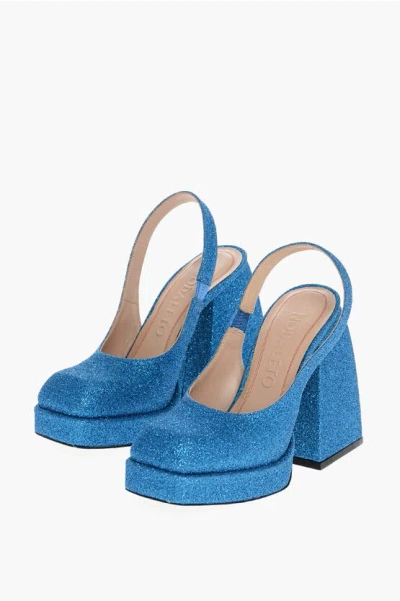 Nodaleto Glittered Slingbacks With Chunky Heel 12cm In Blue