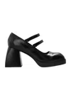 Nodaleto Leather Block Heel Double Strap Pumps In Black