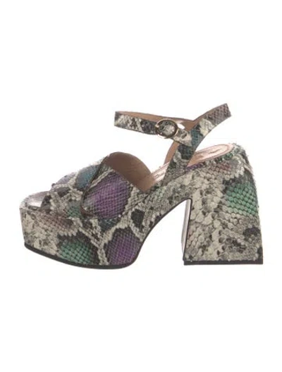 Pre-owned Nodaleto Leather Animal Print Sandals In Neutrals