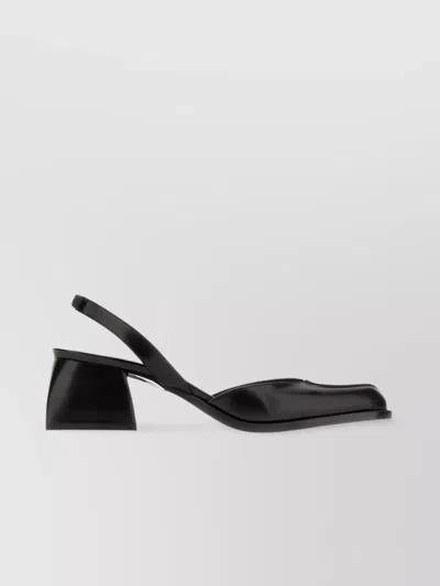 Nodaleto Leather Block Heel Square Toe Pumps In Black