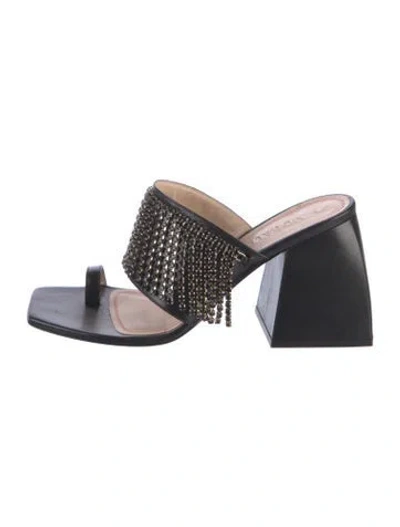Pre-owned Nodaleto Leather Crystal Embellishments Slides