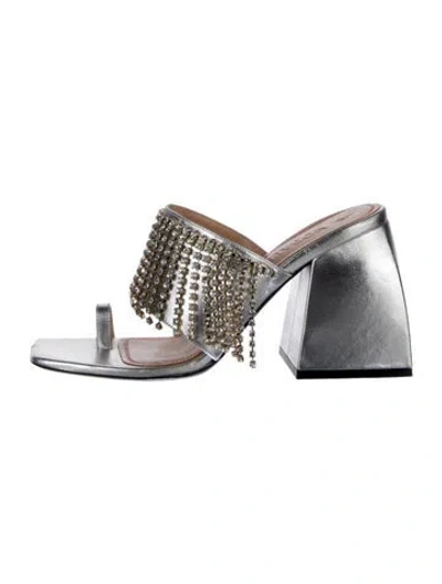 Pre-owned Nodaleto Leather Slides In Silver