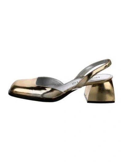 Pre-owned Nodaleto Leather Slingback Pumps In Gold