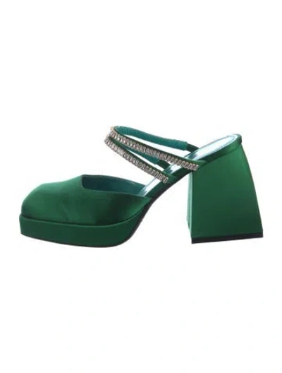 Pre-owned Nodaleto Satin Mules In Green