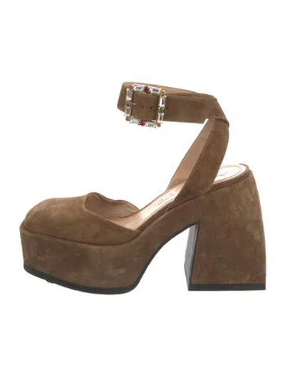 Pre-owned Nodaleto Suede Crystal Embellishments D'orsay Pumps In Brown