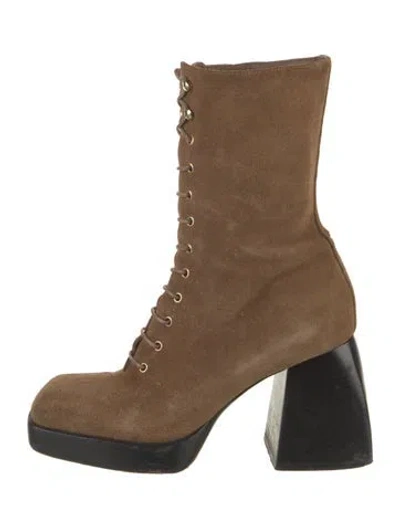 Pre-owned Nodaleto Suede Lace-up Boots In Brown