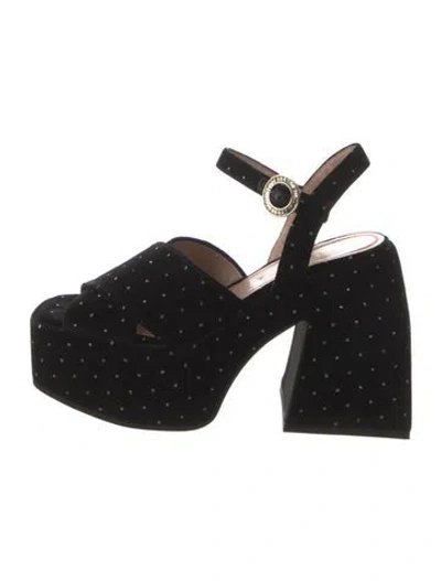 Pre-owned Nodaleto Suede Polka Dot Print Sandals In Black