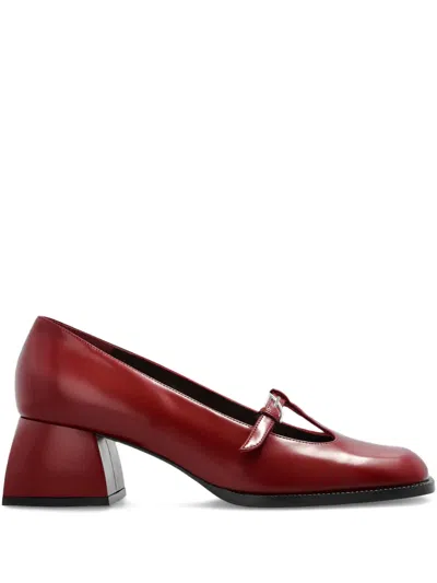 Nodaleto T-bar Block-heel Pumps In Burgundy