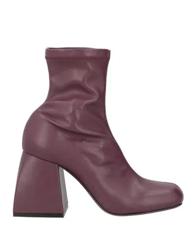 Nodaleto Woman Ankle Boots Plum Size 9 Textile Fibers In Purple