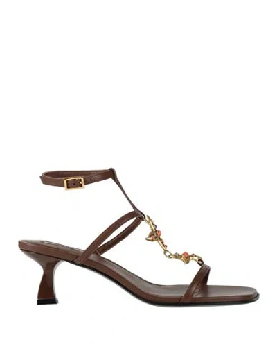 Nodaleto Woman Sandals Chocolate Brown Size 6 Lambskin