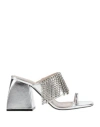 Nodaleto Woman Thong Sandal Silver Size 8.5 Leather In Silver