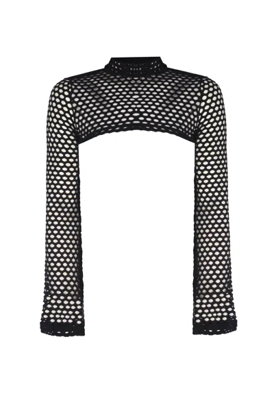 No'design Women's Black Mesh Sheer Bolero