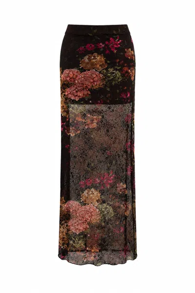 No'design Women's Brown Mirelle Sheer Maxi Skirt