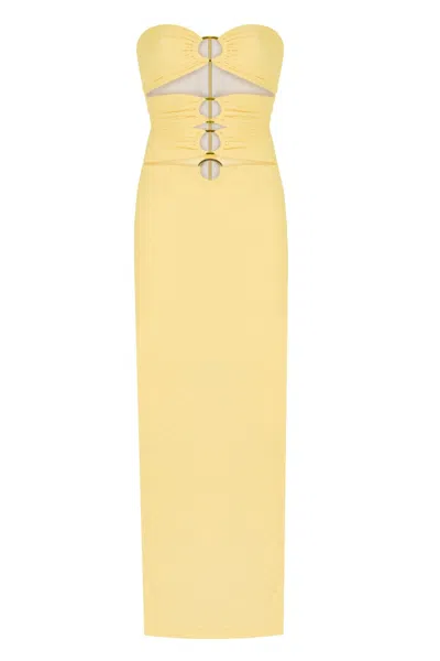 No'design Women's Crown Strapless Fish Shape Yellow Dress