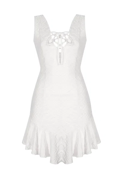 No'design Women's Duchess Ruffled White Mini Dress