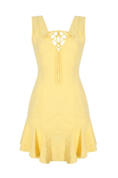 No'design Women's Duchess Ruffled Yellow Mini Dress