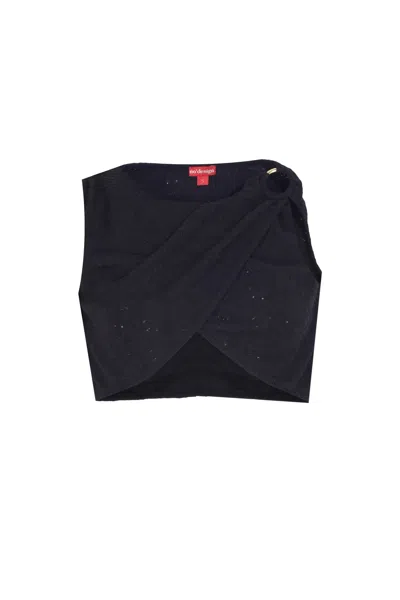 No'design Women's Myth Buckle Detail Black Crop Top