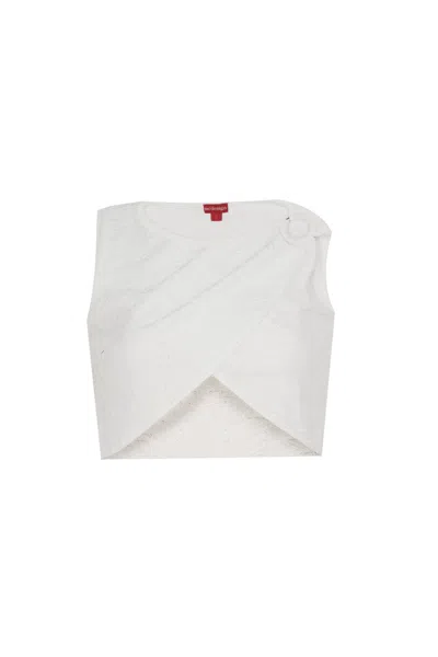 No'design Women's Myth Buckle Detail Crop White Top