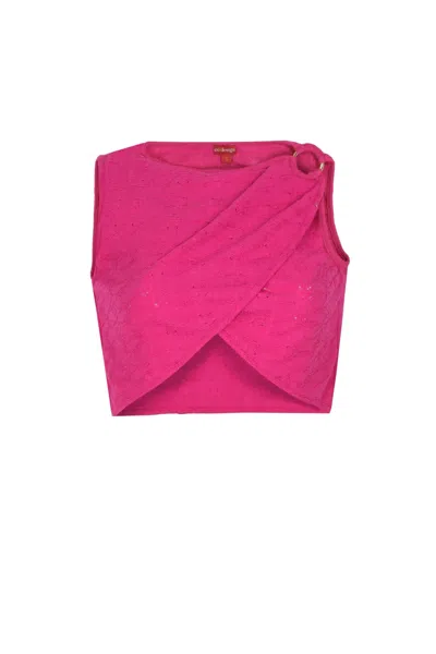 No'design Women's Myth Buckle Detail Pink Crop Top