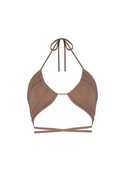 No'design Women's Neutrals Lace-up Detail Bustier