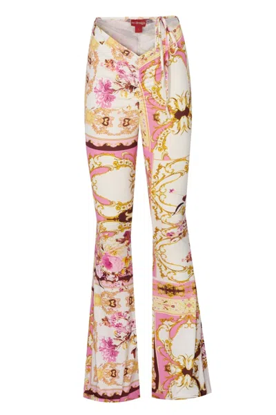 No'design Women's Pink Sway Ruched Flared Pants In Multi