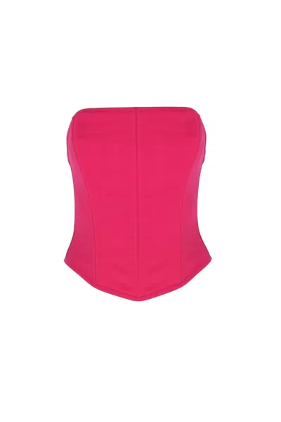 No'design Women's Pink Zippered Boned Corset
