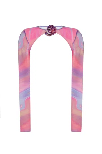 No'design Women's Sheer Bolero With Rose Detail In Pink
