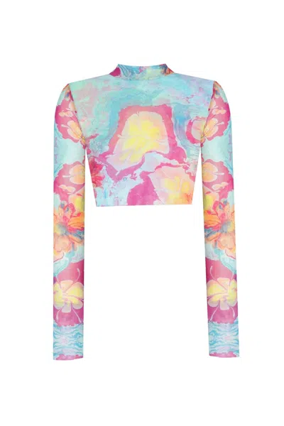 No'design Women's Sheer Turtleneck Crop Top In Multi