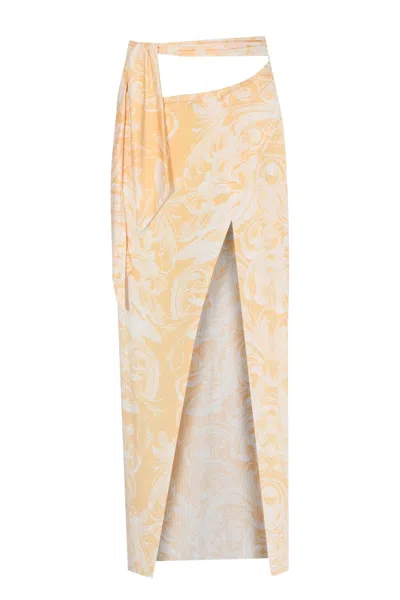 No'design Women's Yellow Glide Slit Maxi Skirt