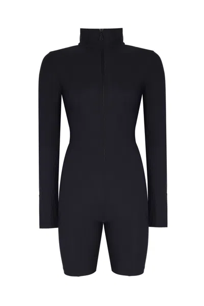 No'design Women's Zip-up Short Navy Blue Jumpsuit In Black