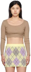 Nodress Brown Polyester Sweater In Khaki