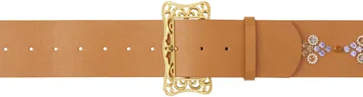 Nodress Tan Rhinestone Rivet Belt In Ginger