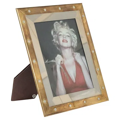 Pre-owned Noel Bc Midcentury Picture Frame In Brass, Steel And Glass , Italy 1970s In Brown