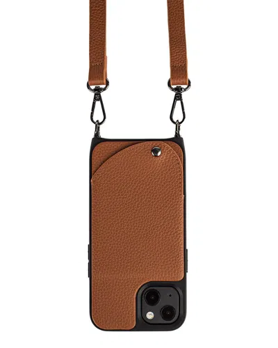 Noemie Napa Crossbody Holder For Iphone 13 In Tan