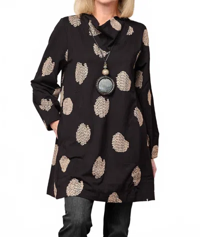 Noen Abstract Pattern Cowl Neck Tunic In Black