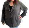 Noen Back Pleat Blazer In Charcoal In Pink