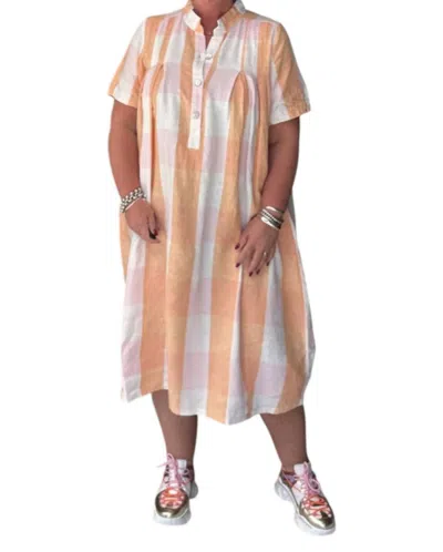 Noen Check Dress In Coral In Orange