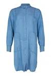 Noen Women's Button Down Dress In Denim In Blue