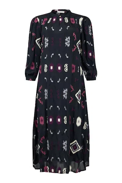 Noen Women's Long Sleeve Mock Neck Midi Dress In Black