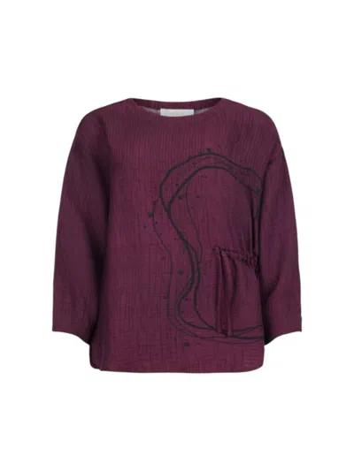 Noen Women's Modern Flair Blouse In Maroon In Animal Print