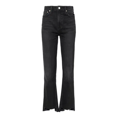 Noend Denim Black Farrah Mid Rise Kick Flare In Rhino