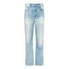 Noend Denim Blue Claude Crop High Rise Straight Jeans In Highland In Blue