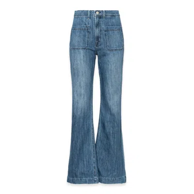 Noend Denim Blue Daphine Sailor Pocket Mid Rise Flare In Vista
