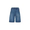 Noend Denim Blue Dina High Waisted Jorts In Button Detail
