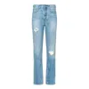 Noend Denim Blue Eve Slim Straight Crop Jeans In Riverside In Blue
