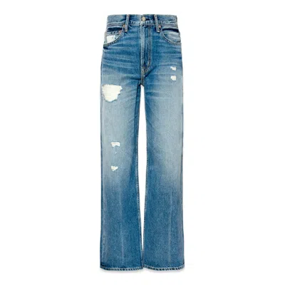 Noend Denim River 5 Pocket High Rise Wide Straight In Helena In Blue