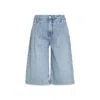 NOEND DENIM BLUE SADIE PLEATED JORTS IN COCOA BEACH